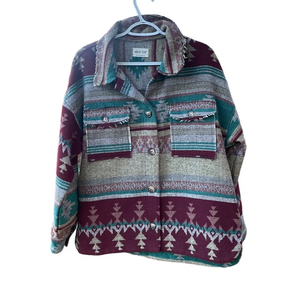 Boho Aztec print shacket M - Picture 5 of 7